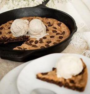 Giant Chocolate Chip Cookie in a Cast Iron Pan